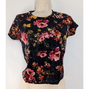 Urban Outfitters Womens Dark Floral Velvet Crop Top Size S Fairy Goth Whimsigoth
